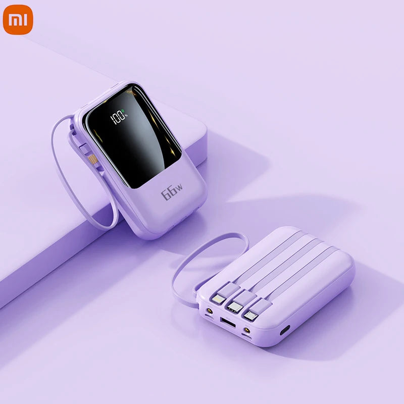 Xiaomi 10000mah Mini Power Bank Cable Led Digital Screen Display Purple / 5000mAh - IHavePaws