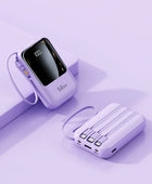 Xiaomi 10000mah Mini Power Bank Cable Led Digital Screen Display Purple / 5000mAh - IHavePaws