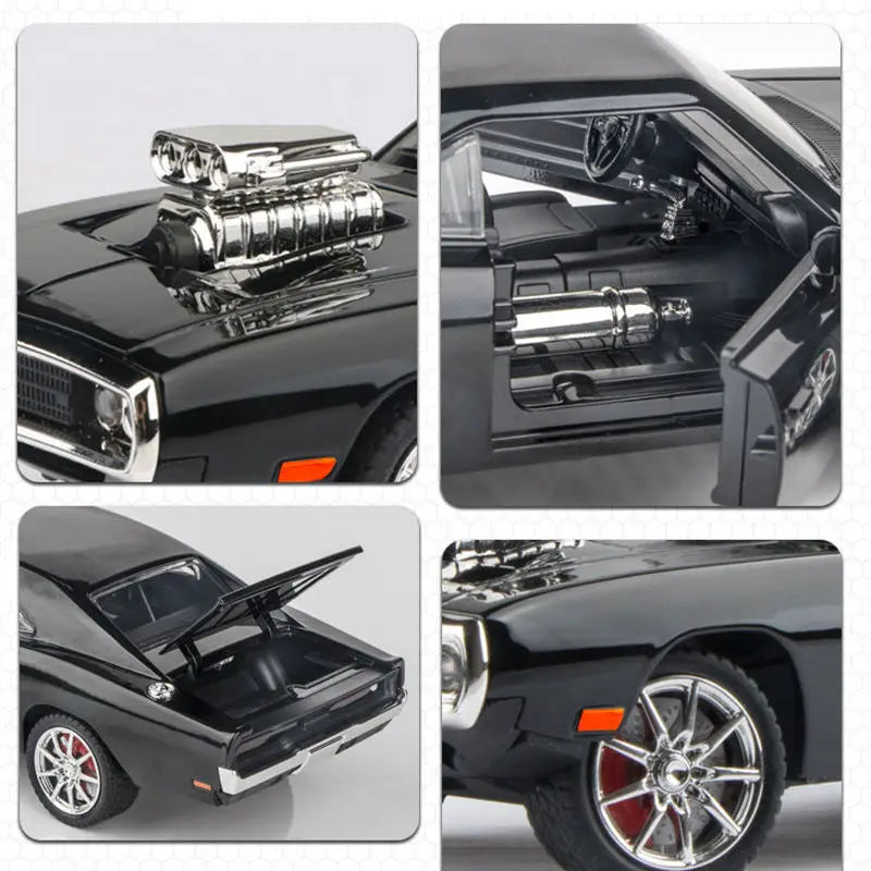 1/24 Dodge Charger Alloy Musle Car Model Diecast & Toy Metal Vehicles Sports Car Model Simulation Sound and Light Childrens Gift - IHavePaws