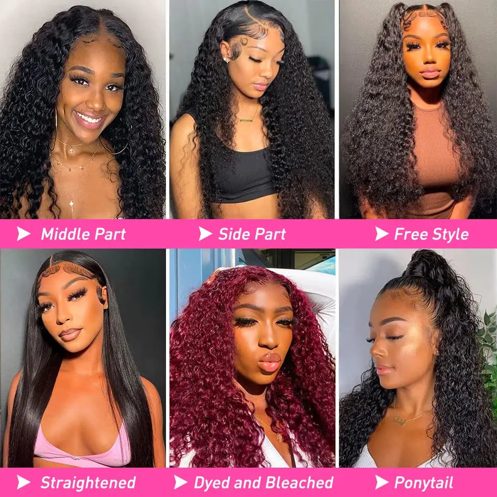 Curly Lace Front Wig Human Hair 13x4 Kinky Curly Lace Frontal Wig Brazilian Transparent Lace Wigs 200 Density Brazilian MYLOCKME