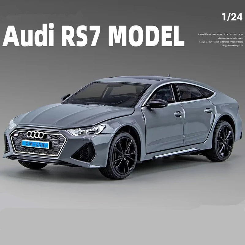 1:24 AUDI RS7 Coupe Alloy Car Model Diecast & Toy Vehicles Metal Toy Car Model High Simulation Sound Light Collection Kids Gifts Gray - IHavePaws