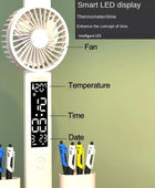 Rechargeable Table Lamp for Study, Desk Lamp Reading Light Led Table Light with Fan, Led Clock Display Reading Lamp - IHavePaws