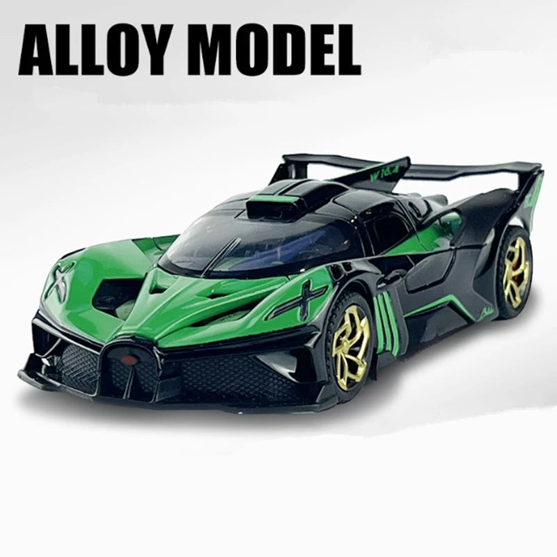 1:32 Bugatti Bolide Alloy Sports Car Model Diecast Metal Toy Concept Racing Car Vehicles Model Simulation Sound Light Kids Gifts Green - IHavePaws
