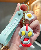 Creative Q-version Ultraman Keychain Cartoon Anime Superman Pendant Student Schoolbag Charm Toy gifts for children GRAY - ihavepaws.com