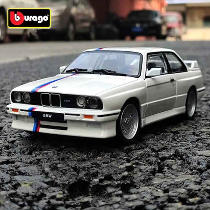 Bburago 1:24 1988 BMW 3 Series M3 E30 Alloy Sports Car Model Diecast Metal Classic Car Model Simulation Collection Kids Toy Gift White - IHavePaws