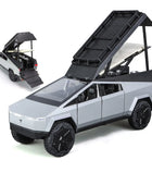 1/24 Tesla Cybertruck Pickup Alloy Camping RV Car Model Diecast Metal Toy Van Motorhome Touring Car Model Sound Light Kids Gifts SIlvery - IHavePaws