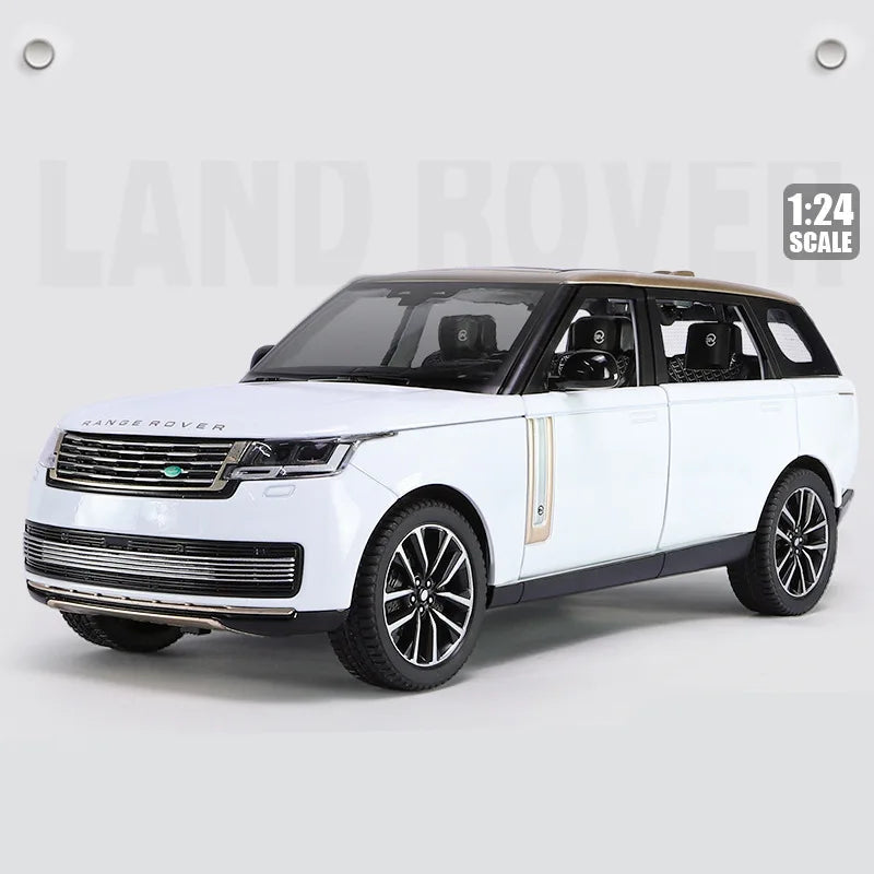 New 1/24 Land Range Rover SUV Alloy Car Model Diecast Metal Toy Off-road Vehicles Car Model Simulation Sound and Light Kids Gift White - IHavePaws