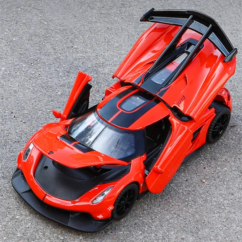 1:32 Koenigsegg Jesko Attack Alloy Sports Car Model Diecast Metal Racing Super Car Vehicles Model Sound and Light Kids Toys Gift - IHavePaws