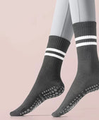 2024 Yoga Non-slip socks Silicone Indoor Women Professional Fitness Socks gym Floor Dance Pilates Mid-tube Bottom Sports Socks dark gray / EU35-40 - IHavePaws