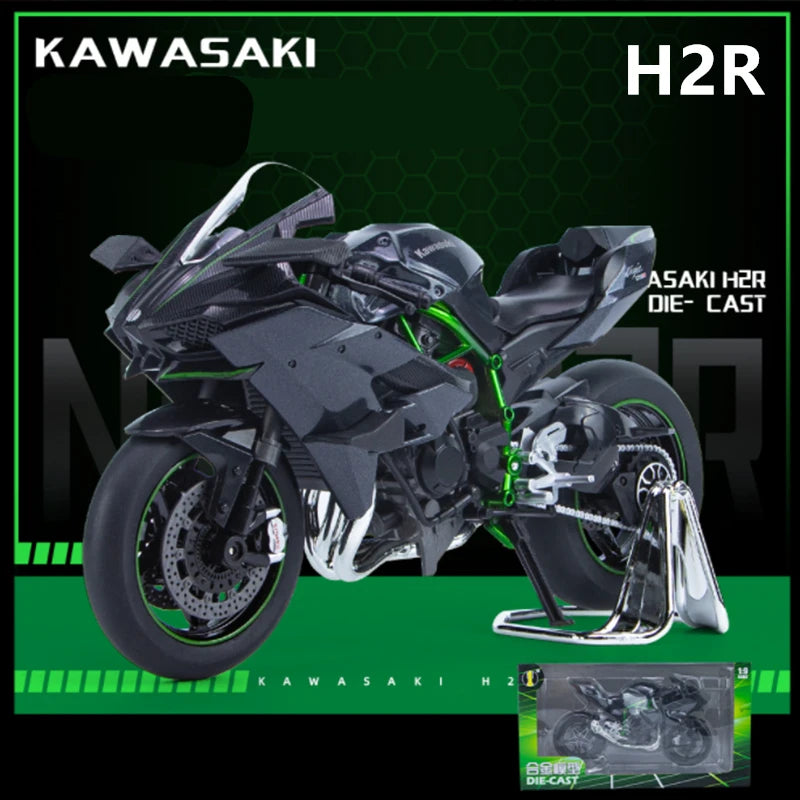 Large Size 1/9 KAWASAKI H2R Alloy Racing Motorcycle Simulation Metal Street Motorcycle Model Sound and Light Childrens Toys Gift H2R - IHavePaws