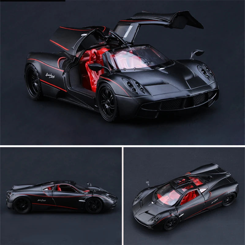 1:24 Pagani Huayra BC Alloy Sports Model Diecasts Metal Racing Car Vehicles Model Collection High Simulation Childrens Toys Gift Black - IHavePaws