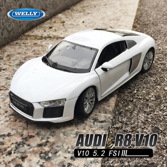WELLY 1:24 Audi R8 V10 Alloy Sports Car Model Diecasts Metal Racing Car Vehicles Model Simulation Collection Childrens Toys Gift - IHavePaws