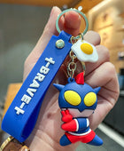 Creative Q-version Ultraman Keychain Cartoon Anime Superman Pendant Student Schoolbag Charm Toy gifts for children Blue - ihavepaws.com