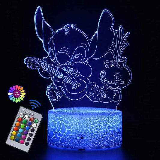 3D Illusion Stitch Night Light with Remote Control D7 / 16 Color - IHavePaws