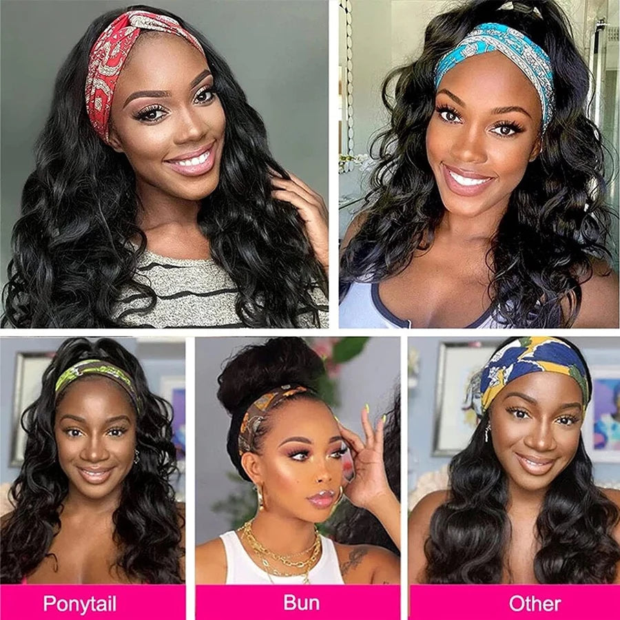 MYLOCKME Women's Headband Wig Human Hair Straight Glueless Brazilian Wigs For Black Women Remy Full Machine Made Fast Delivery