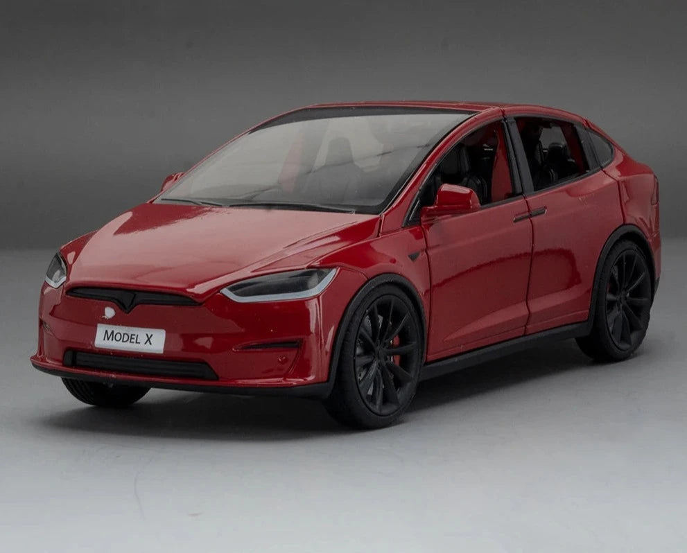 1:24 Tesla Model Y Model 3 Tesla Model S Alloy Die Cast Toy Car Model Sound and Light Model X Red - IHavePaws