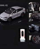 1:24 Tesla Model 3 Model Y Model X Roadster Alloy Car Model Diecast Metal Toy Vehicles Car Model Simulation Sound and Light Model X gray - IHavePaws