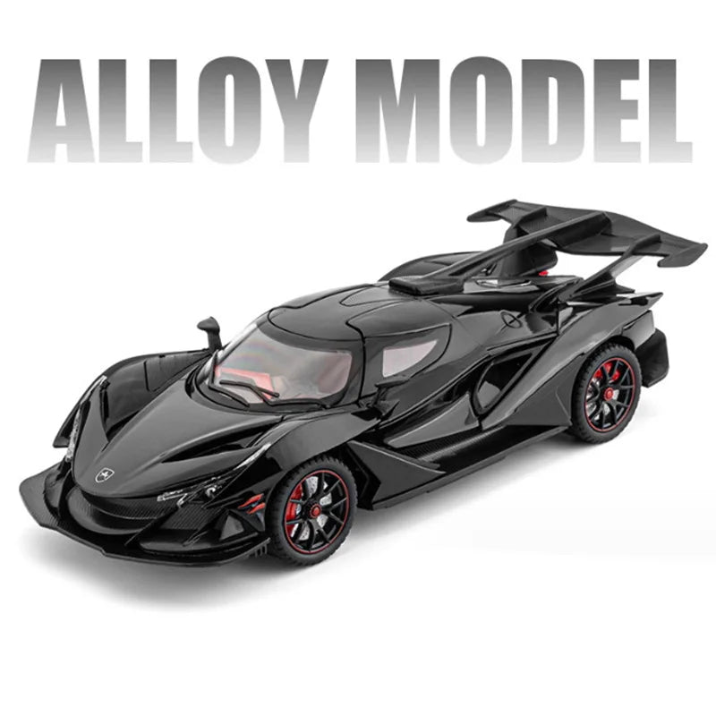 New 1:24 Apollo Intensa Emozione IE Alloy Sports Car Model Diecast Metal Racing Car Vehicles Model Sound and Light Kids Toy Gift IE Black - IHavePaws