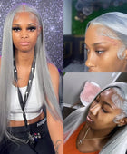 Silver Gray Lace Front Human Hair Wigs Transparent 13x4 Lace Straight Lace Frontal Wig For Wome Remy Wig MYLOCKME