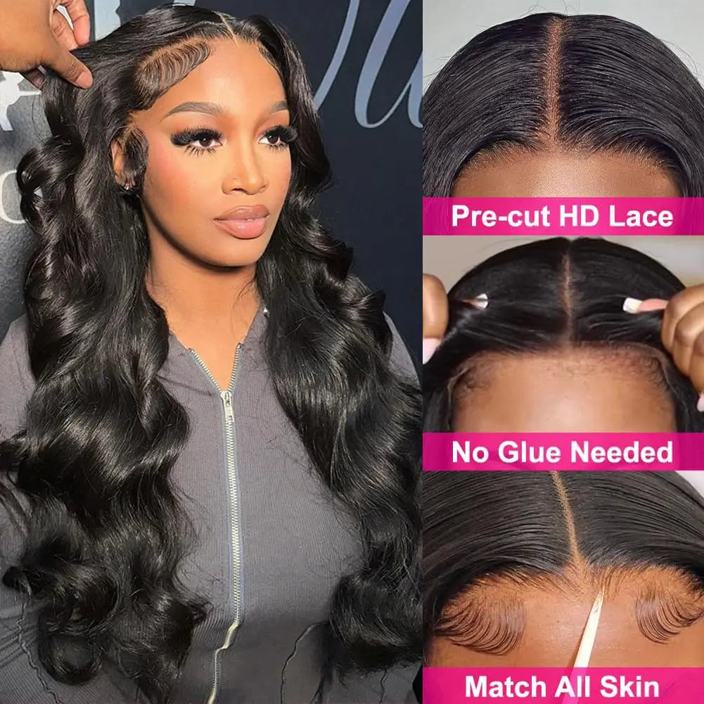 30 32 34 36Inch Body Wave 6x4 5x5 Wear And Go Glueless Wig Human Hair Transparent Lace Closure Wigs For Black Women MYLOCKME