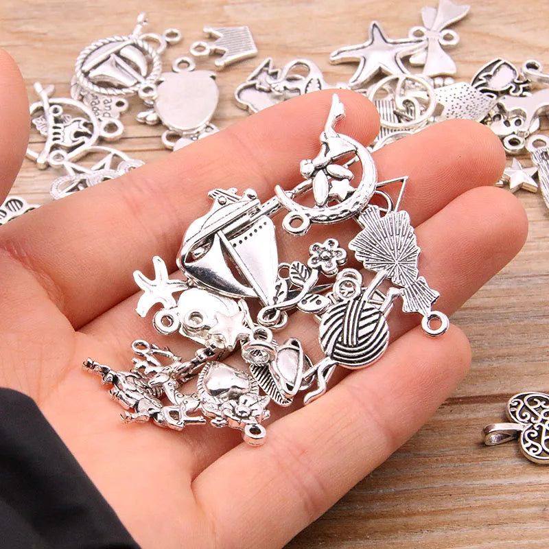 100Pcs 100 Styles 2 Color Leaves Heart Plant Animal Letter Charms Pendants DIY Jewelry For Necklace Bracelet Making Accessories - IHavePaws
