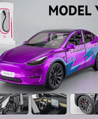 1:24 Tesla Model 3 Model Y Model X Roadster Alloy Car Model Diecast Metal Toy Vehicles Car Model Simulation Sound and Light Model Y Purple - IHavePaws