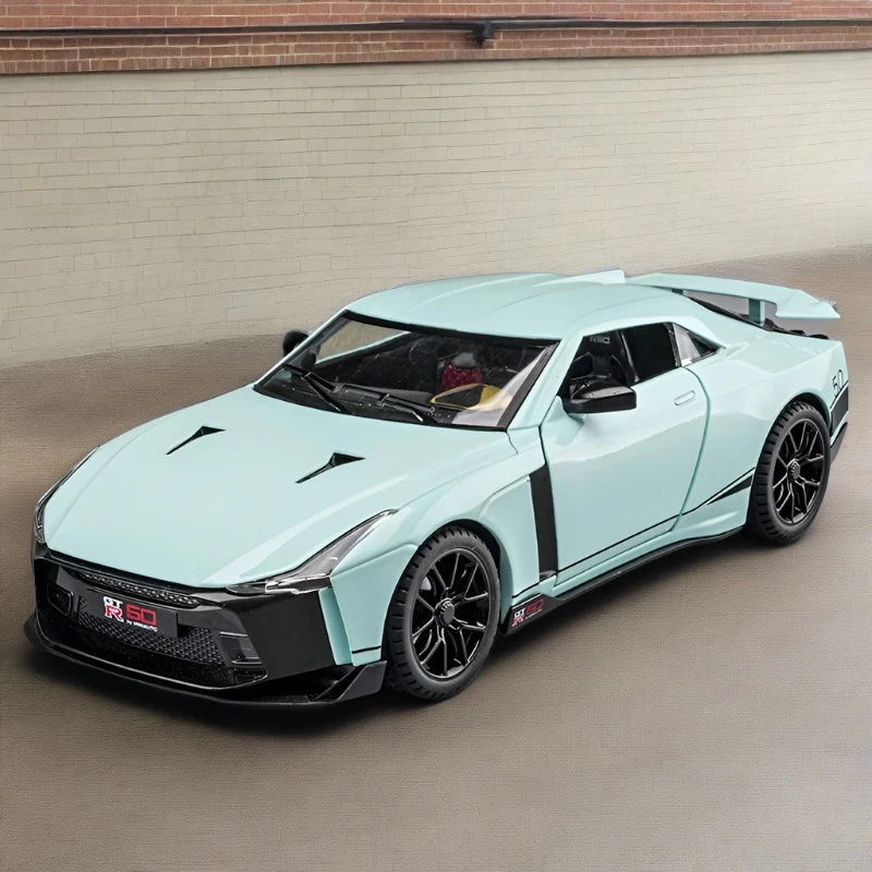 1:24 Nissan GTR50 Alloy Sports Car Model Diecasts Metal Toy Race Car Model Simulation Sound and Light Collection Childrens Gifts Green - IHavePaws