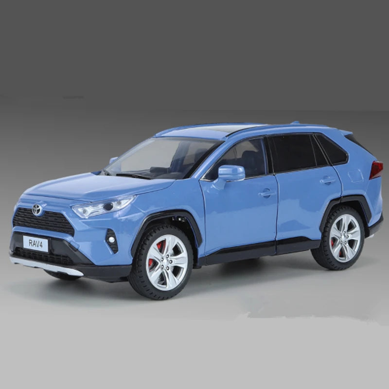 1:24 Toyota RAV4 SUV Alloy Car Model Diecasts Metal Off-road Vehicles Car Model High Simulation Sound and Light Kids Toys Gifts Blue - IHavePaws