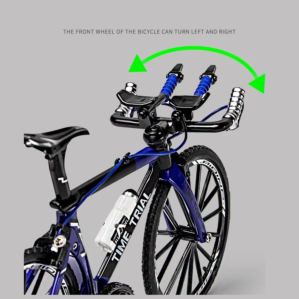 New 1:8 High Simulation Die-casting Metal Alloy Bicycle Mini Mountain Bike Model Folding Detachable Crank Racing Car Collection