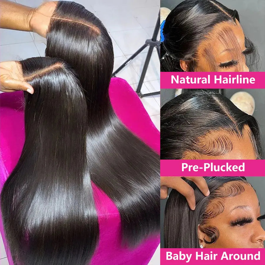 Straight 13x4 13x6 Glueless Lace Front Human Hair Wigs Brazilian Bone Straight Lace Frontal Wigs With Baby Hair PrePlucked Wig