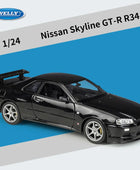 Welly 1:24 Nissan Skyline GTR R34 Alloy Sports Car Model Simulation Diecast Metal Racing Car Model Collection Childrens Toy Gift Black - IHavePaws