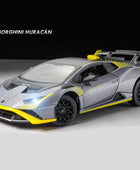1:24 Lamborghini HURACAN STO Alloy Sports Car Model Diecasts Metal Racing Vehicles Car Model Sound and Light Childrens Toys Gift Gray - IHavePaws