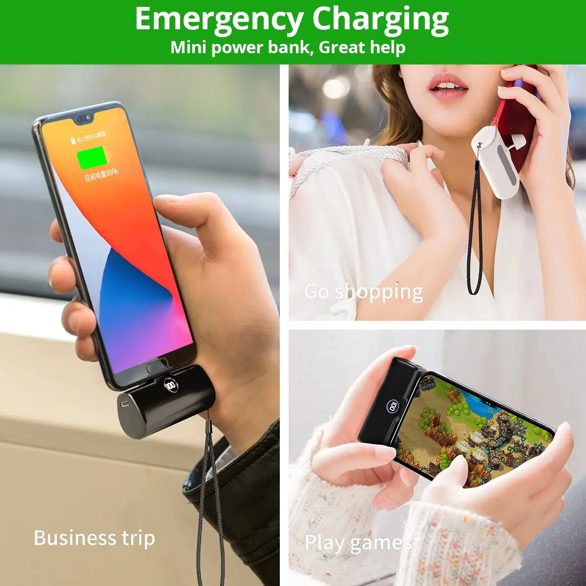 5000mAh Mini Fast Charge Power Bank Portable Lightweight External Battery For iPhone Samsung Xiaomi Built-in Lightning Plug - IHavePaws