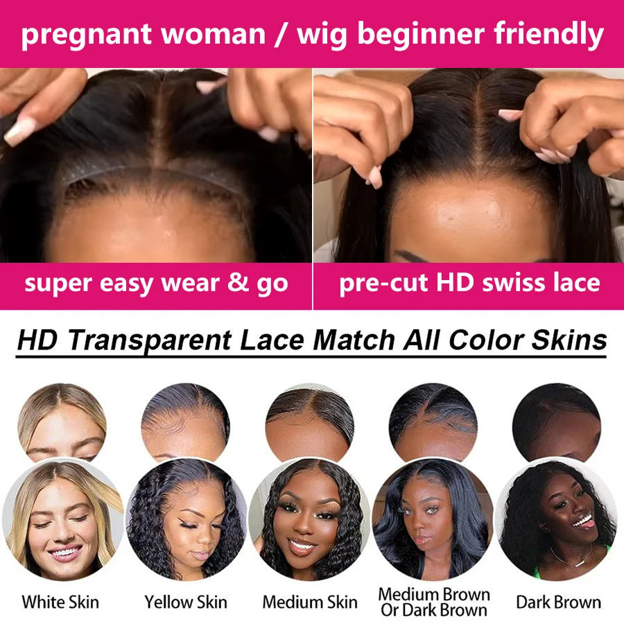 Glueless Wig Human Hair Body Wave 13x6 13x4 Lace Front Wig Human Hair 6x4 Closure Wig Preplucked Melt Skins Pre Bleached Knots