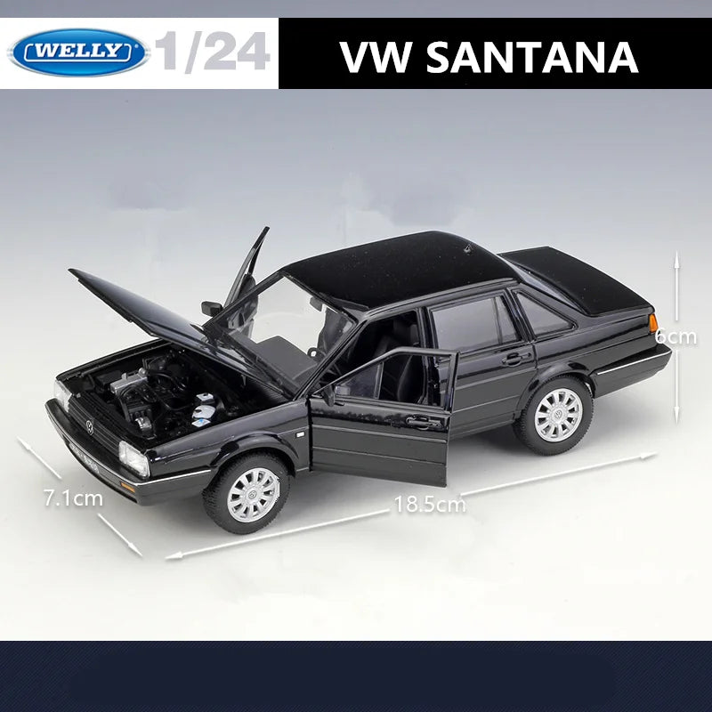 WELLY 1:24 Volkswagen Santana Alloy Car Model Diecasts Metal Classic Vehicles Car Model Simulation Collection Childrens Toy Gift