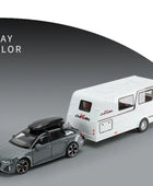 1/32 Alloy Trailer RV Car Model Diecast Metal Recreational Off-road Vehicle Truck Camper Car Model Sound and Light Kids Toy Gift E Gray - IHavePaws