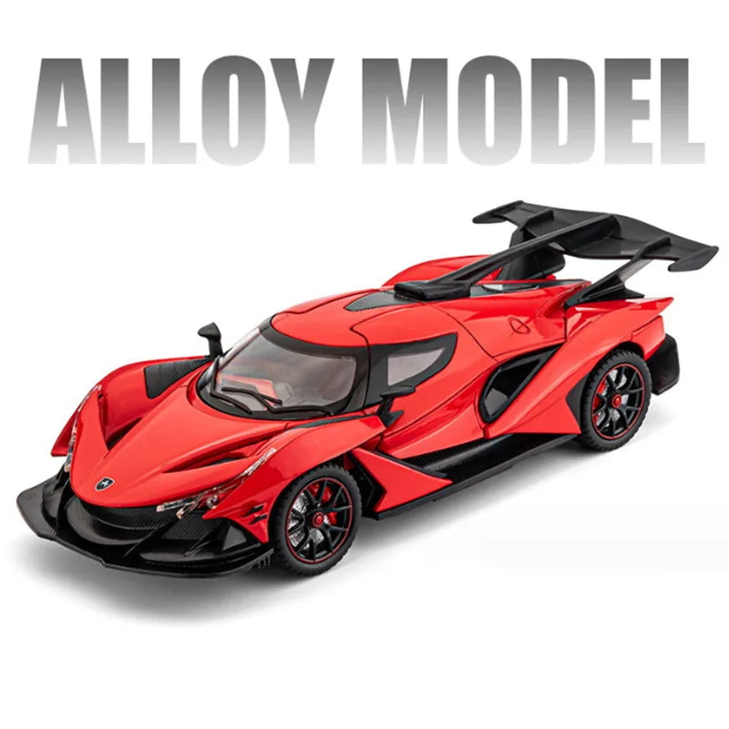 New 1:24 Apollo Intensa Emozione IE Alloy Sports Car Model Diecast Metal Racing Car Vehicles Model Sound and Light Kids Toy Gift IE Red - IHavePaws