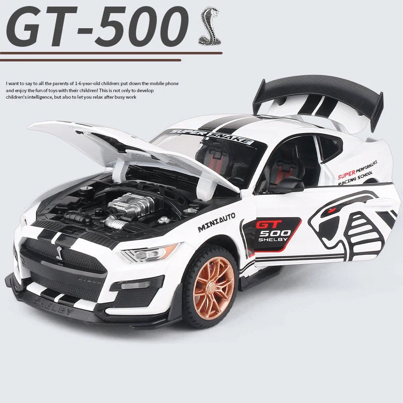 1/24 Ford Mustang Shelby GT500 Alloy Sports Car Model Diecasts Metal Toy Car Model Simulation Sound Light Collection Kids Gifts - IHavePaws