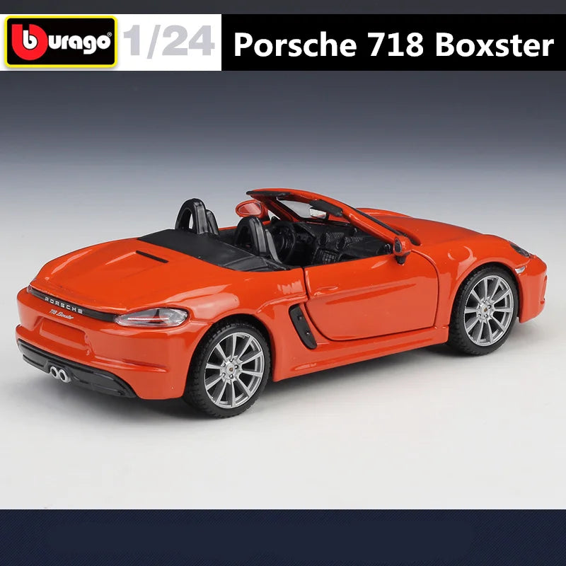 Bburago 1:24 Porsche 718 Boxster Alloy Sports Car Model Diecasts Metal Toy Racing Car Model Simulation Collection Childrens Gift