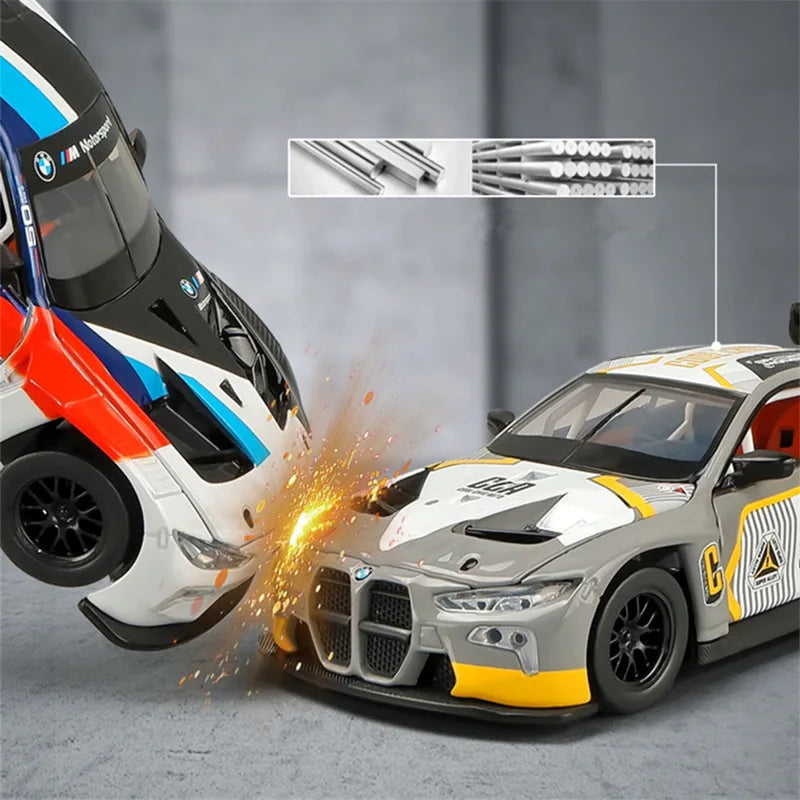 1:32 BMW M4 GT3 Alloy Track Sports Car Model Diecasts Metal Racing Car Vehicles Model Simulation Sound and Light kids Toys Gifts
