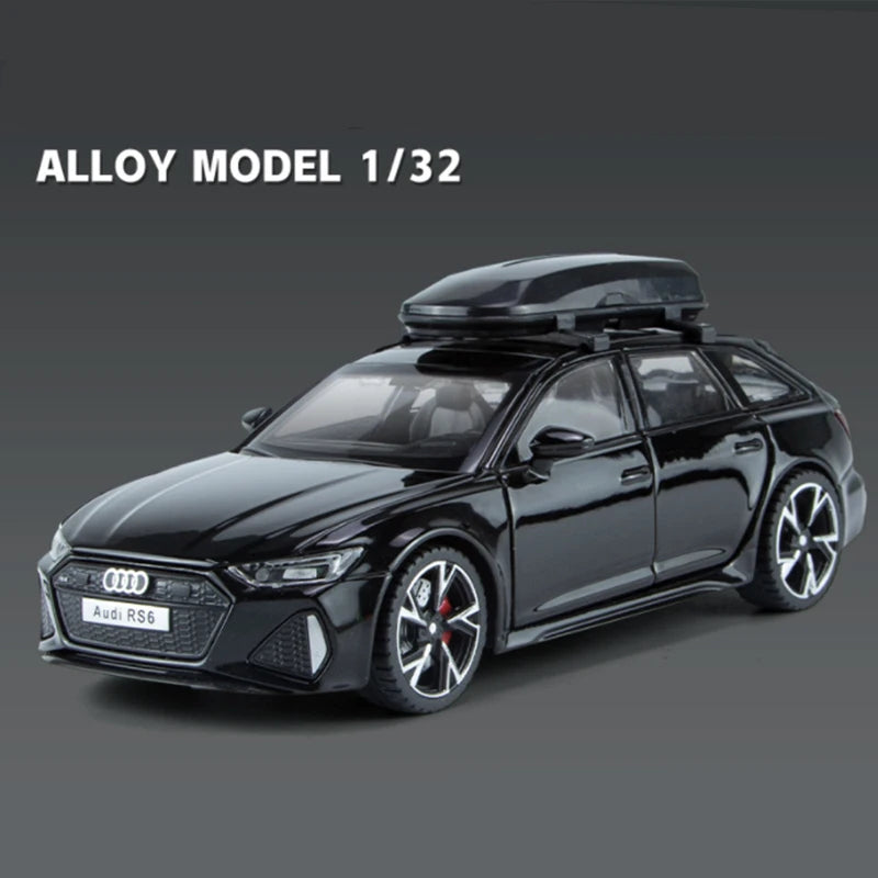 1/32 Audi RS6 Avant Alloy Station Wagon Car Model Diecast Metal Toy Vehicles Car Model Simulation Sound and Light Childrens Gift Black - IHavePaws