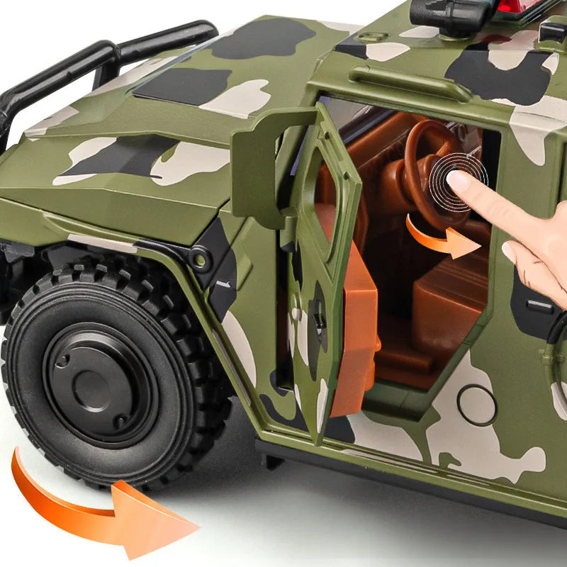 1:24 Alloy Tiger Armored Car Truck Model Diecasts Off-road Vehicles Metal Military Explosion Proof Car Tank Model Kids Toys Gift - IHavePaws