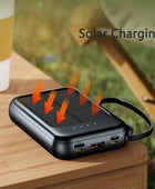 2024 New 30000mAh Solar Power Bank Built-in Four Data Cable Portable Mini External Battery Powerbank For Samsung iPhone Xiaomi - IHavePaws