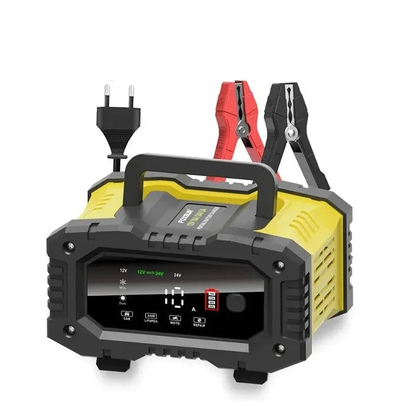 20A/10A Car Motorcycle Battery Charger 12V/24V Smart Charger Lithium AGM GEL Lead-Acid LiFePO4 10A 5A yellow - IHavePaws