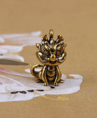 1Pc Vintage Statue Figurine Wealth Brass Decor Prosperity Chinese Style Ornament Dragon Luck Animal Mini Home Accessories Gift - IHavePaws