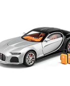 1:24 Bugatti Atlantic Alloy Sports Car Model Diecasts Metal Toy Vehicles Car Model Simulation Sound Light Collection Kids Gifts Black with silvery - IHavePaws