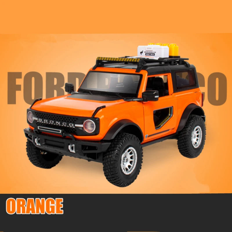 1:32 Ford Bronco Lima Alloy Car Model Diecast Metal Modified Off-road Vehicle Car Model Simulation Sound and Light Kids Toy Gift Orange - IHavePaws
