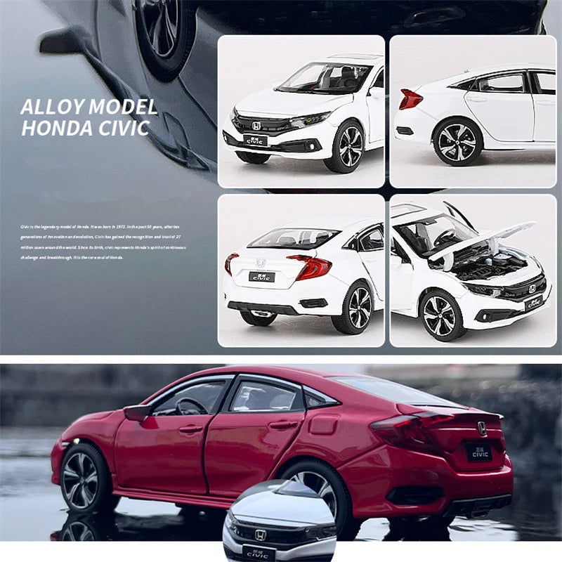 1:32 HONDA CIVIC TYPE-R Alloy Sports Car Model Diecast Metal Toy Vehicles Car Model Sound and Light Collection Children Toy Gift - IHavePaws