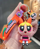 Cartoon anime The Powerpuff Girls Keychain Creative Handmade Car Keychain Pendant Luggage Accessories Gift Doll for Daughter Orange - ihavepaws.com