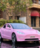 1:32 Tesla Model S Model 3 Alloy Car Model Simulation Diecast Metal Toy Car Vehicles Model Collection Sound Light Childrens Gift Model 3 pink - IHavePaws